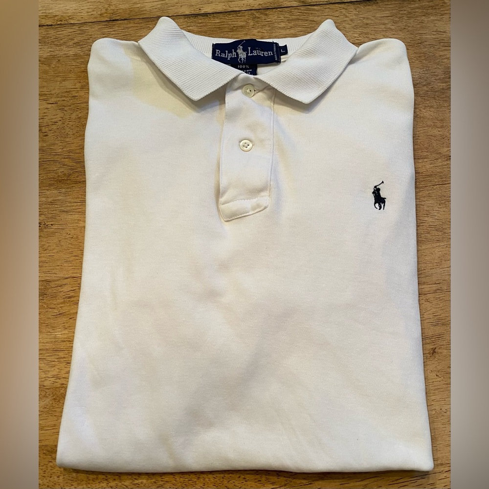 Polo by‎ Ralph Lauren Boy’s Large White 100% Cotton Short Sleeve Polo Shirt
